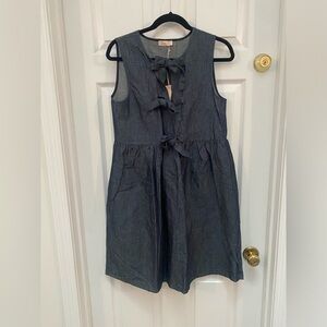Italian Lazzari Sleeveless Denim Dress w Tie Front - Size 42 (US S-M (6-8)) NWT